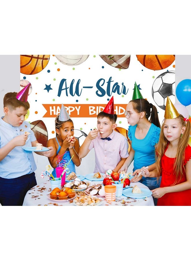 Ticuenicoa 5×3Ft Sports Birthday Backdrop All Star Boys Football Basketball Baseball Kids Birthday Background Kids Sports Theme Birthday Party Banner Wall Decorations Props - Image 4