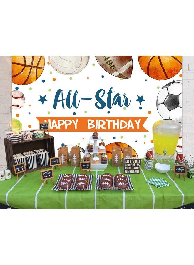 Ticuenicoa 5×3Ft Sports Birthday Backdrop All Star Boys Football Basketball Baseball Kids Birthday Background Kids Sports Theme Birthday Party Banner Wall Decorations Props - Image 3