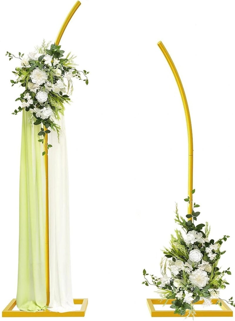 RATSAW Metal Balloon Arch Stand Curved Top Gold Wedding Arch Metal Arches Frames for Baby Shower Wedding Birthday Party Graduation Anniversary Celebration Studio Background Decoration 241cm × 204cm - Image 1