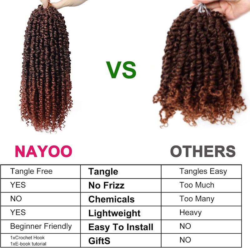 NAYOO Passion Twist Hair - 8 Packs 8 Inch Passion Twist Crochet Hair For Black Women, Crochet Pretwisted Curly Hair Passion Twists Synthetic Braiding Hair Extensions(8 Inch 8 Packs, T350) - Image 5