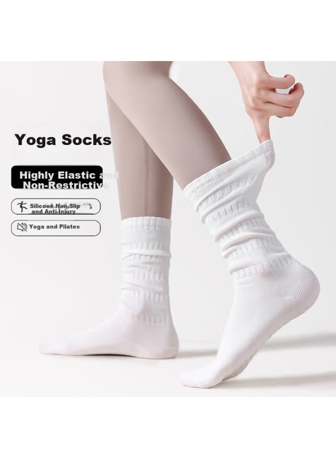 Dweck Duweike Yoga Socks Pilates Mid-calf Non-slip Breathable Fitness Dance Sports Calf Socks 2 Pairs Blue + Purple - Image 3
