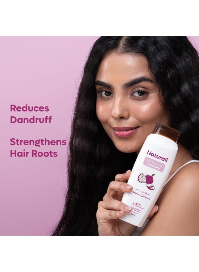 طبيعي بلسم ناتشورالي لمنع تساقط الشعر بالبصل الأحمر والبهرينغراج | بلسم خالٍ من الكبريتات والبارابين للنساء والرجال | يُروض الشعر الجاف والمجعد | يُغذي الشعر ويُفكك تشابكه ويُقويه | 180 مل (180 مل) - Image 3