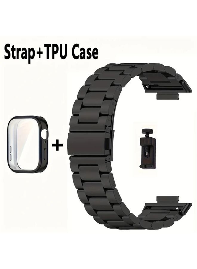 سوار هجين من الفولاذ المقاوم للصدأ الأسود و TPU لساعة هواوي فيت 3 - Image 1