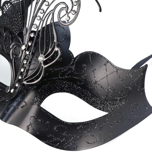 Coddsmz Mysterious Venetian Butterfly Lady Masquerade Halloween Party Mask (Black-2) - Image 5