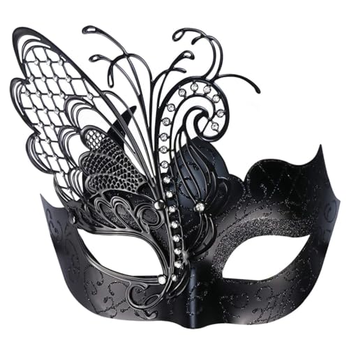 Coddsmz Mysterious Venetian Butterfly Lady Masquerade Halloween Party Mask (Black-2) - Image 1