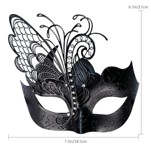 Coddsmz Mysterious Venetian Butterfly Lady Masquerade Halloween Party Mask (Black-2) - Image 3