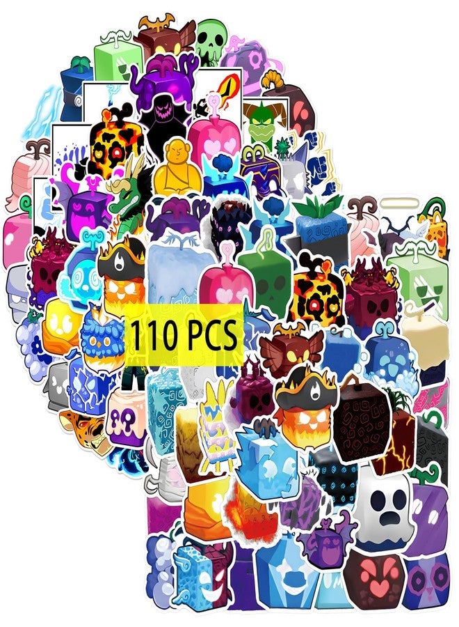 Pounchi Fruits Game Stickers (110 Pcs) Video Game PVC Sticker, Gifts for Laptop Water Bottle Skateboard Party Supplies Decorations Teens Kids - Image 1