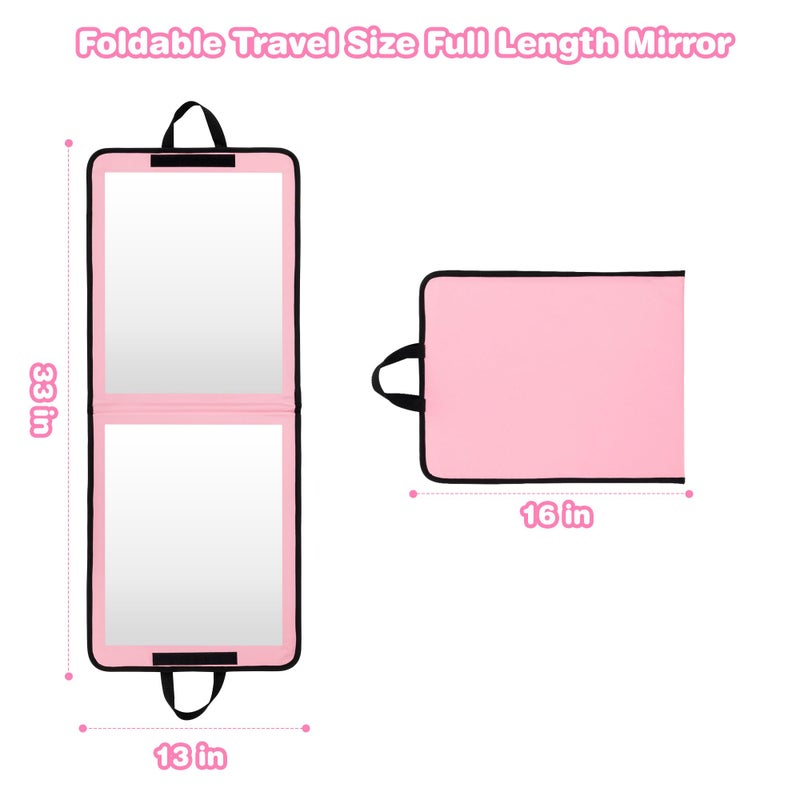 LPHUMEX Portable Pink Mirror Full Length for Dance, 33x13 Inch Hanging Mirror for Dance Bag, Lightweight Folding Travel Mirror Dance Competition Must Haves - Image 5
