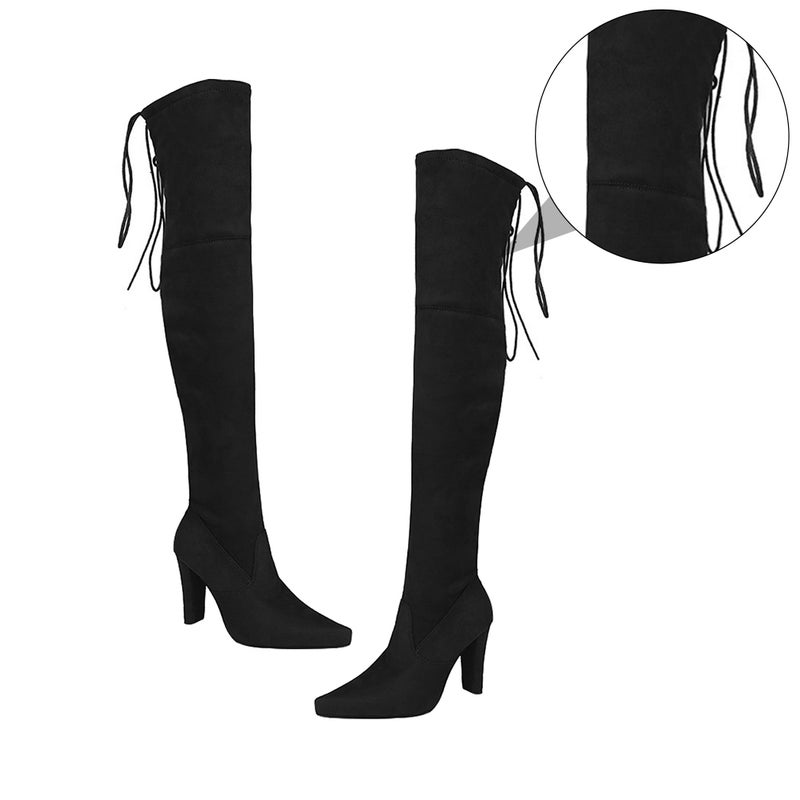 1 Pair Woman Thigh High Boots Woman Thick High Heel Boots Winter Boots - Image 2