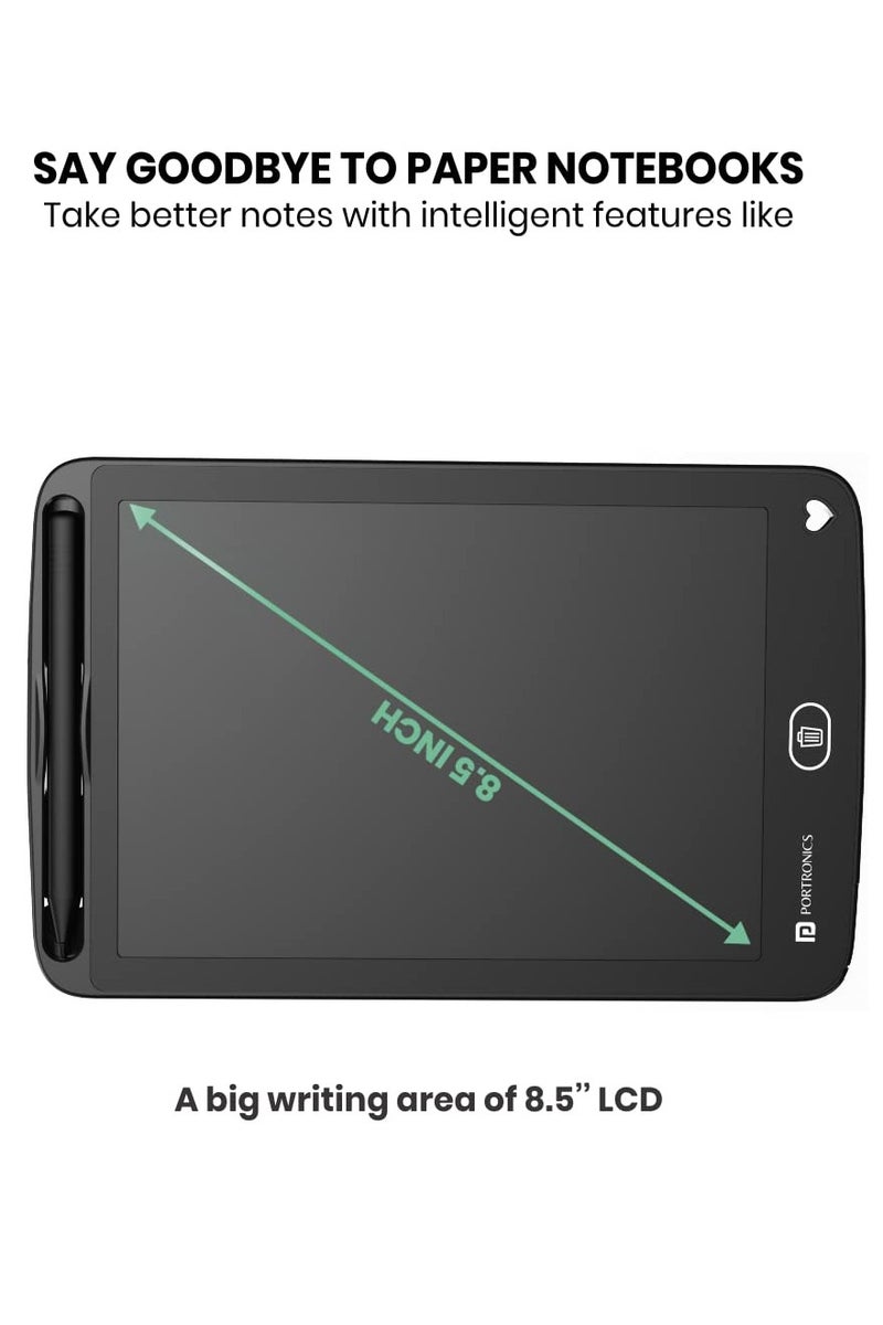 Portronics Portronics Ruffpad 8.5E Re-Writable LCD Writing Pad with Screen 21.5cm (8.5-inch) for Drawing, Playing, Handwriting Gifts for Kids & Adults, India's first notepad to save and share your child's first creatives via app on your Smartphone(Black)  - Image 3