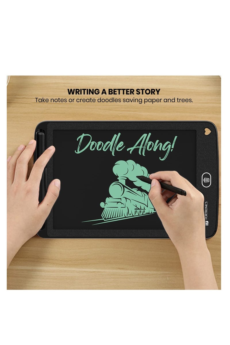 Portronics Portronics Ruffpad 8.5E Re-Writable LCD Writing Pad with Screen 21.5cm (8.5-inch) for Drawing, Playing, Handwriting Gifts for Kids & Adults, India's first notepad to save and share your child's first creatives via app on your Smartphone(Black)  - Image 4