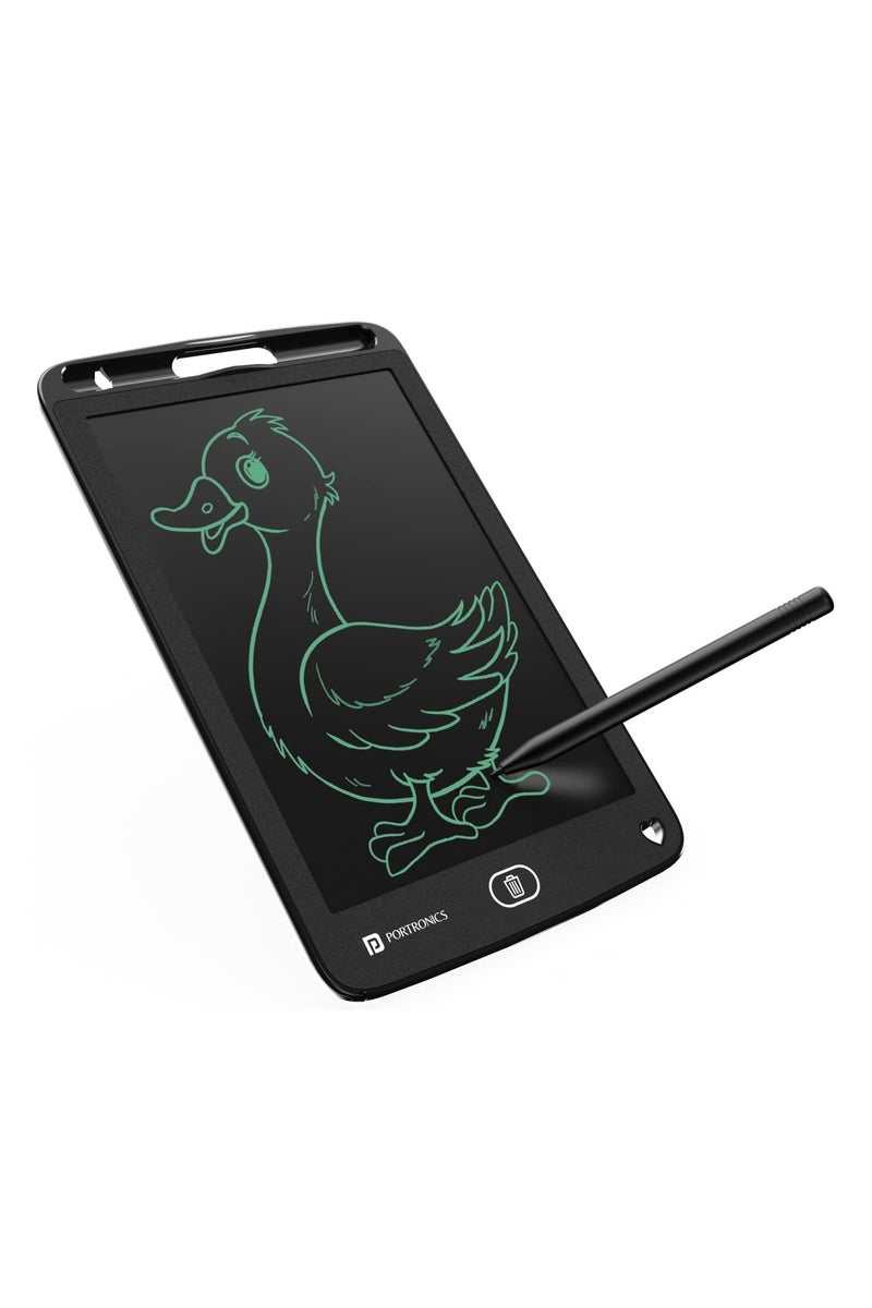 Portronics Portronics Ruffpad 8.5E Re-Writable LCD Writing Pad with Screen 21.5cm (8.5-inch) for Drawing, Playing, Handwriting Gifts for Kids & Adults, India's first notepad to save and share your child's first creatives via app on your Smartphone(Black)  - Image 1