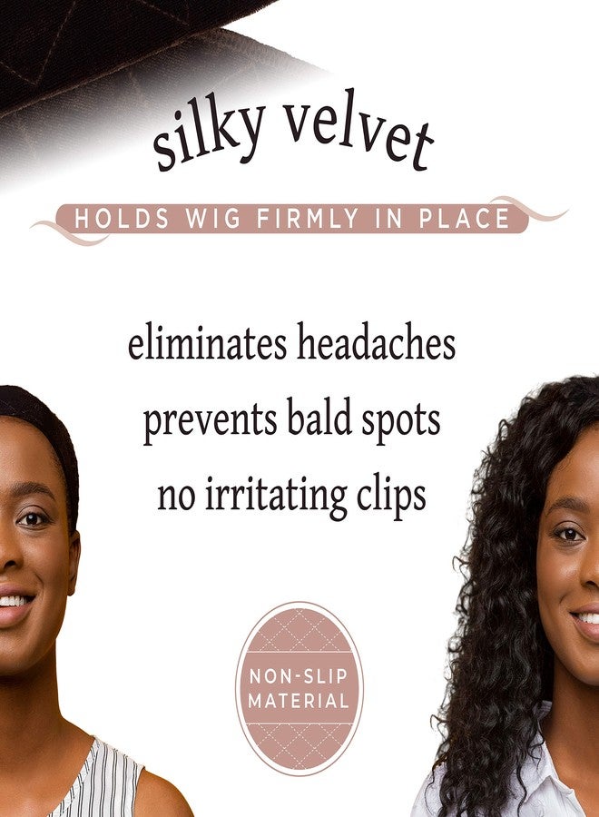 MainBasics Wig Grip Band for Keeping Wigs in Place Adjustable Velvet Wig Headband (Brown) - Image 2