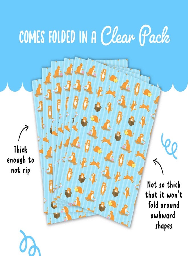 CENTRAL 23 Orange Cat Wrapping Paper - 6 Sheets Gift Wrap for Pet Lovers Kids or Friends - Birthday All Occasion Cute Tabby Design with Hearts and Stars - Recyclable - Comes with Tags - Image 4
