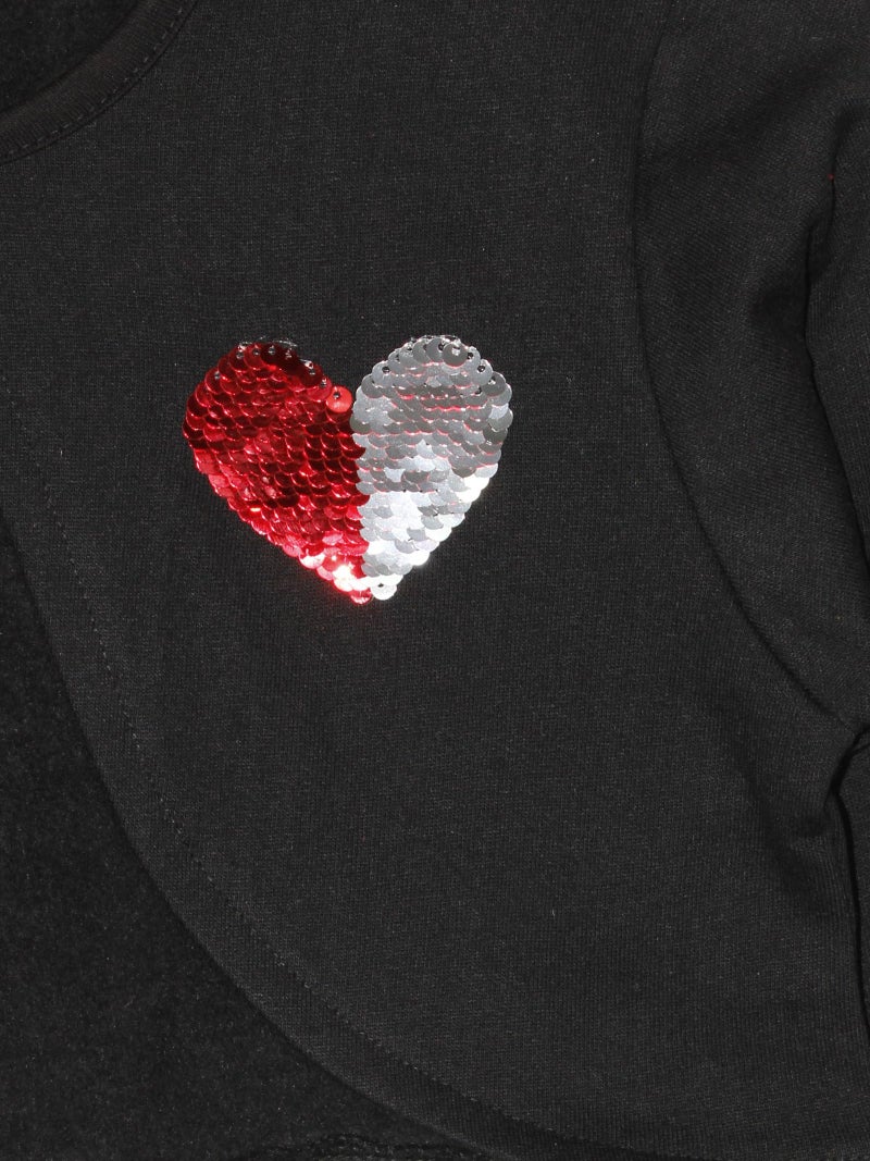 KiddoPanti Girls Crop Length Shrug | Cotton Poly Fleece Fabric |Sequin Patch on Chest | Front Open Pearl Button Closure | Crop Length, Full Sleeve | Girls Shrug,Jet Black - 6-8Y - Image 4