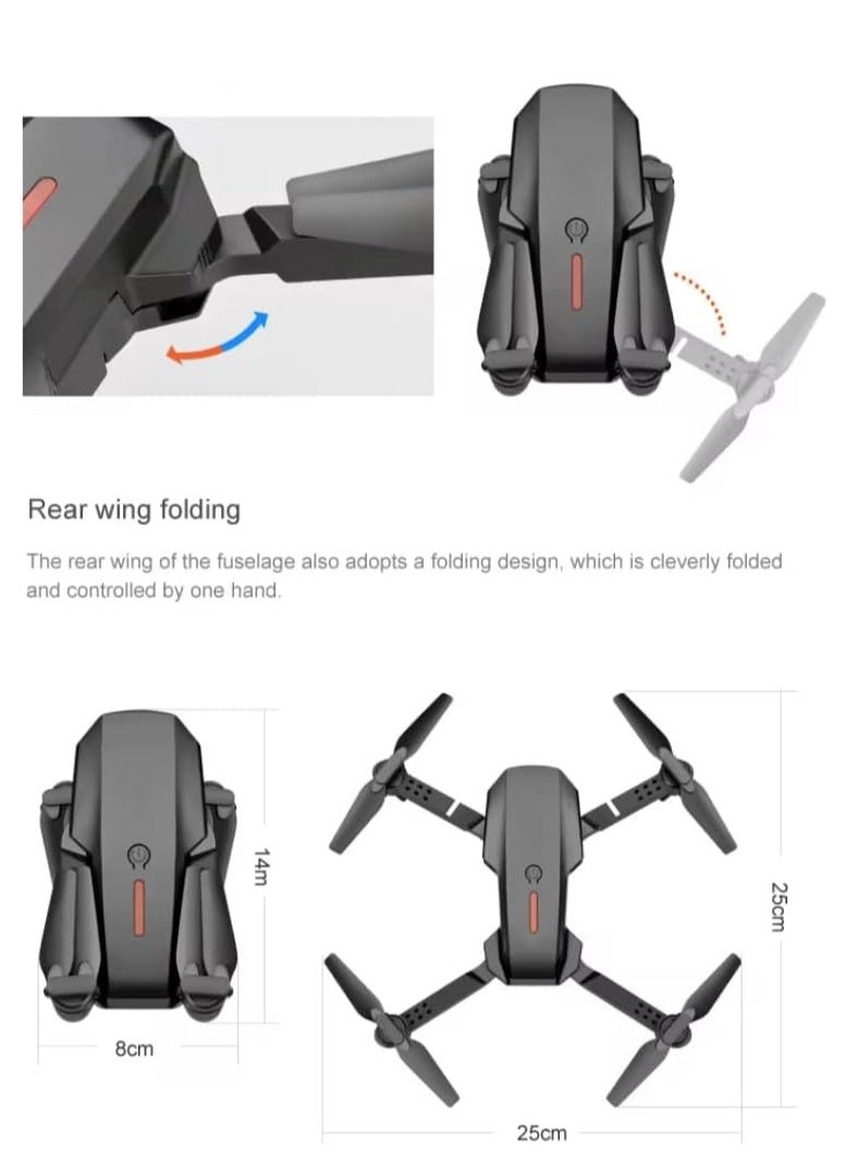 ELTRAZONE E88 Drone 4K with High Definition Camera – WiFi Foldable Drone, 2.4G 6-Axis RC, Altitude Hold – Black, Perfect for Aerial Photography & Easy Flying – UAE Delivery  - Image 2