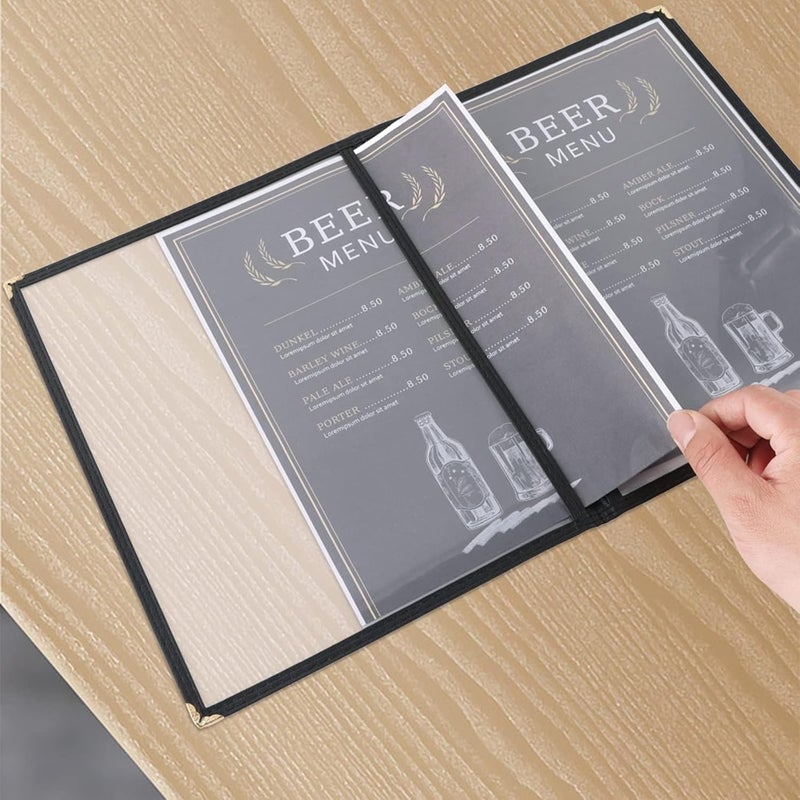 MYFULLY 8.5 x 11 Inch Menu Covers | Pack of 10 Transparent Restaurant Menu Covers, American Style Menu Holders for Restaurants, Bars, Cafes, Food & Drink (8.5"x 11" (2 Pages, 4 View)) - Image 5