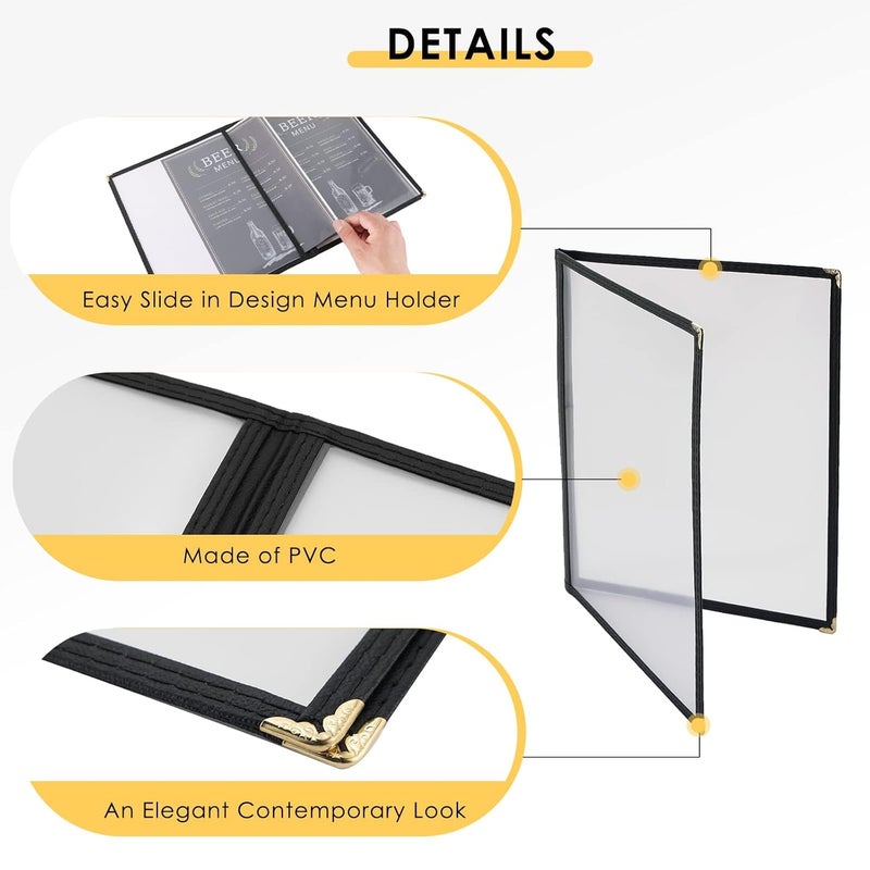 MYFULLY 8.5 x 11 Inch Menu Covers | Pack of 10 Transparent Restaurant Menu Covers, American Style Menu Holders for Restaurants, Bars, Cafes, Food & Drink (8.5"x 11" (2 Pages, 4 View)) - Image 4
