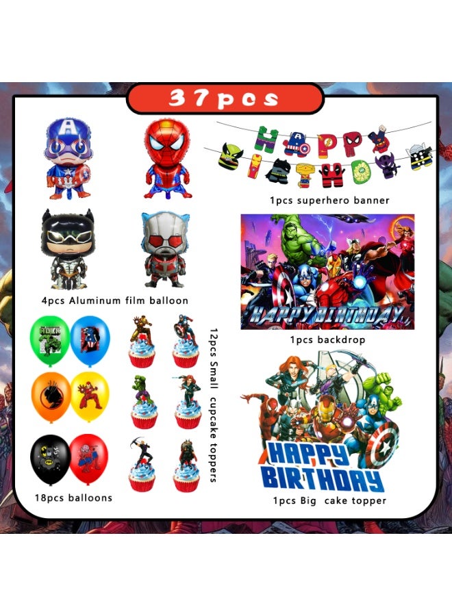 ILovhaprty Marvel Superheroes Birthday Party Decorations, Avengers Party Decoration Set - Marvel Balloons Banners Cake Topper Balloons Tablecloth etc for Marvel Birthday Party Supplies - Image 2