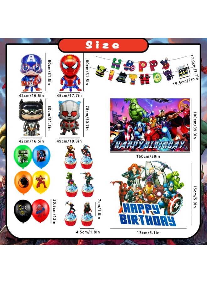 ILovhaprty Marvel Superheroes Birthday Party Decorations, Avengers Party Decoration Set - Marvel Balloons Banners Cake Topper Balloons Tablecloth etc for Marvel Birthday Party Supplies - Image 3