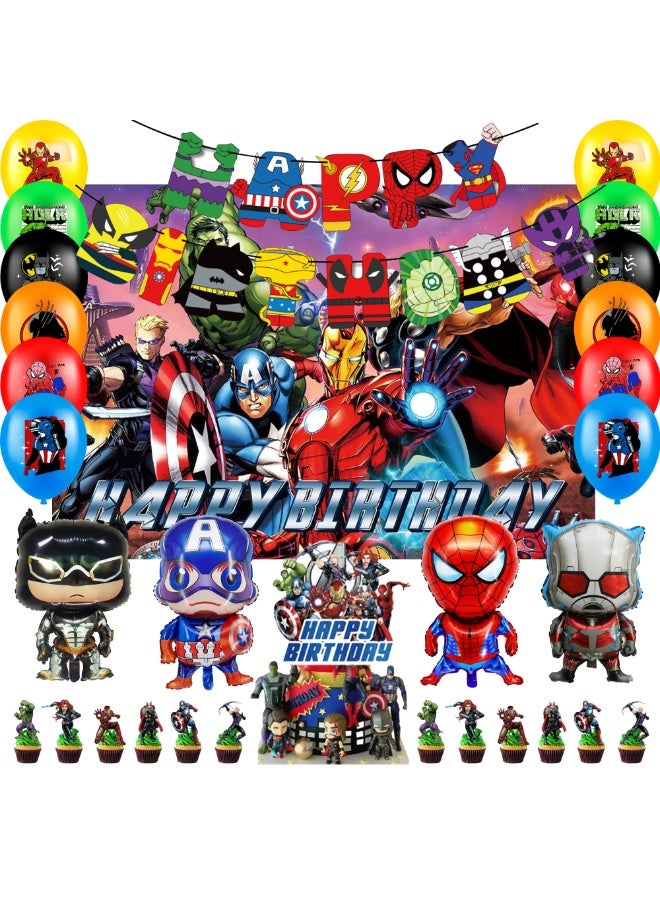 ILovhaprty Marvel Superheroes Birthday Party Decorations, Avengers Party Decoration Set - Marvel Balloons Banners Cake Topper Balloons Tablecloth etc for Marvel Birthday Party Supplies - Image 1