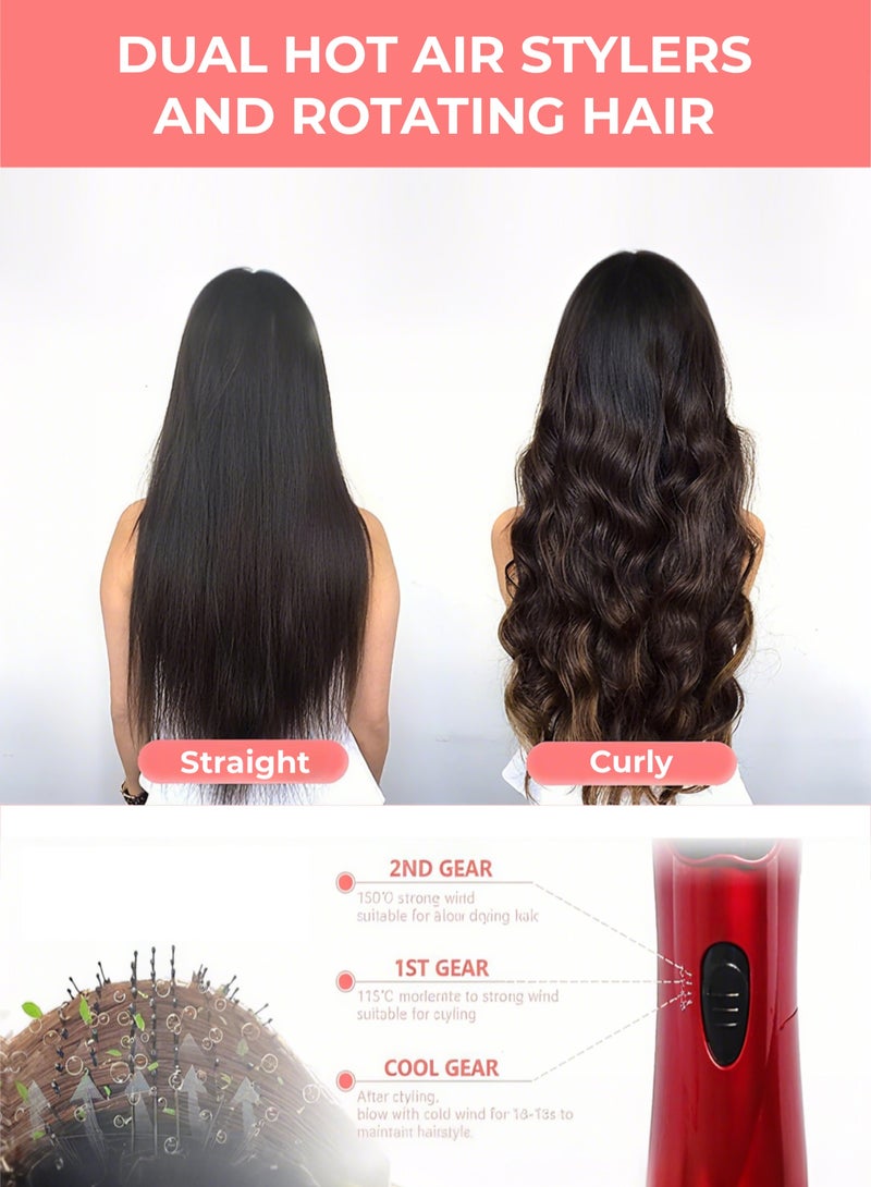 فُرشاة هواء ساخن 1000 واط - 3 في 1 مُصفف شعر/مُنظم تجعيد/مجفف مع فُرش دوّارة أوتوماتيكية وحرارية، تقنية خزفية أيونية احترافية، 3 درجات حرارة | تجفيف فوري، نعومة وحجم مثالي - Image 3