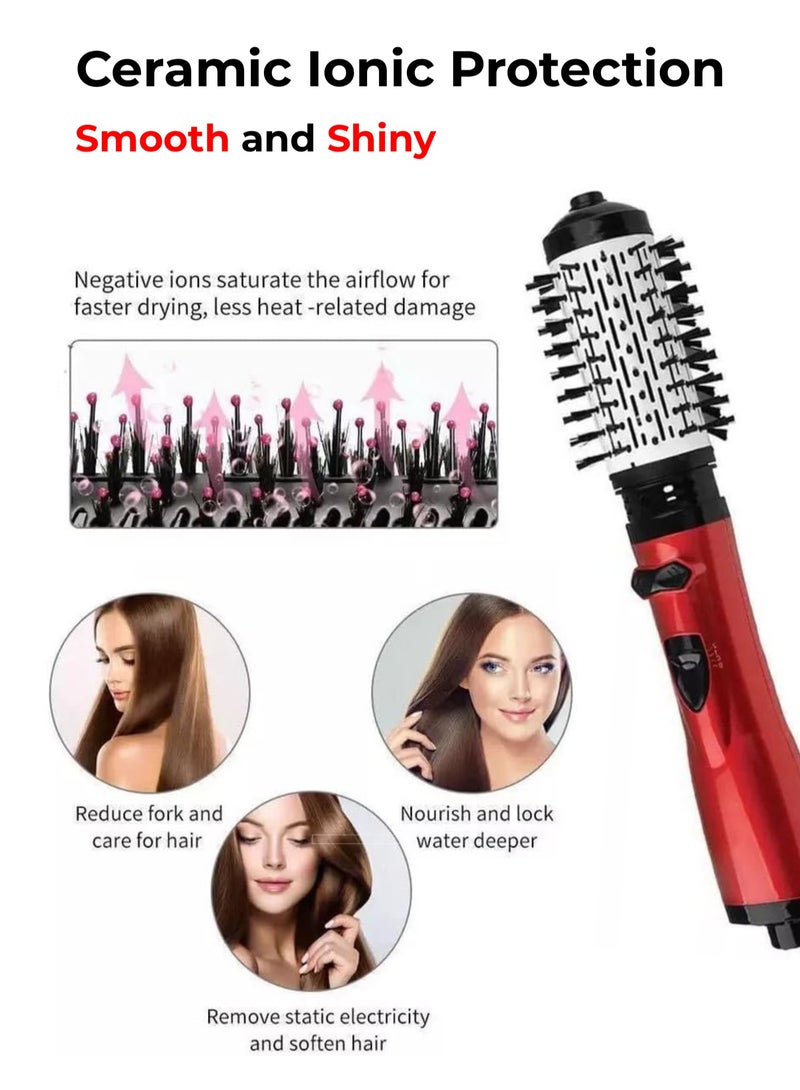فُرشاة هواء ساخن 1000 واط - 3 في 1 مُصفف شعر/مُنظم تجعيد/مجفف مع فُرش دوّارة أوتوماتيكية وحرارية، تقنية خزفية أيونية احترافية، 3 درجات حرارة | تجفيف فوري، نعومة وحجم مثالي - Image 4