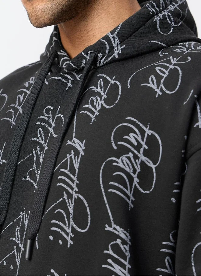The Souled Store  The Souled Store Men Oversized Fit Printed Black Hoodie  | Best Price UAE