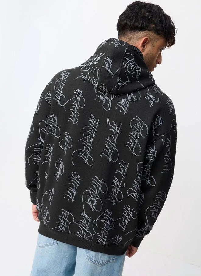 The Souled Store  The Souled Store Men Oversized Fit Printed Black Hoodie  | Best Price UAE