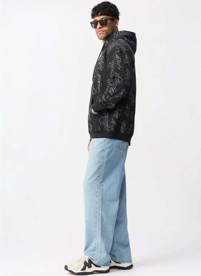 The Souled Store  The Souled Store Men Oversized Fit Printed Black Hoodie  | Best Price UAE