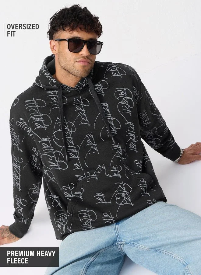 The Souled Store  The Souled Store Men Oversized Fit Printed Black Hoodie  | Best Price UAE