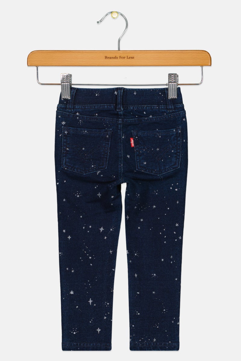 Levi's سروال ليغينغز بناتي للأطفال، مزخرف بالكامل، لون كحلي - Image 3