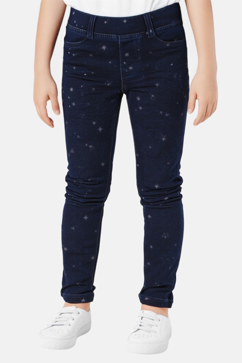 Levi's سروال ليغينغز بناتي للأطفال، مزخرف بالكامل، لون كحلي - Image 1