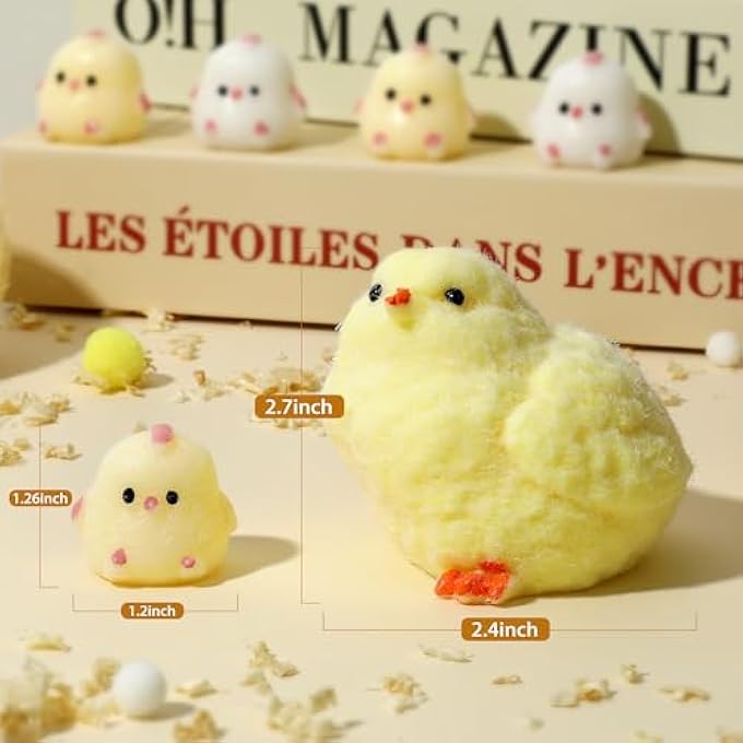 TMHAI Taba Squishy Chick Fidget Toys, 9 Pack Cute Chicken Ultra Soft Fufu Squeeze for Kids Adults, Kawaii Sensory Item Anxiety Stress Relief for Autism ADHD - Image 3