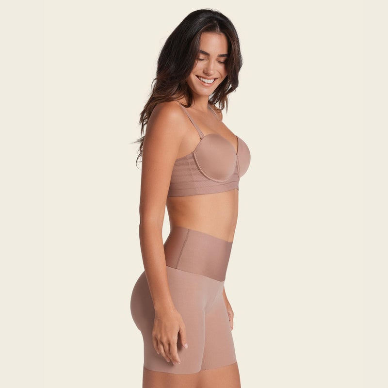 Leonisa Stay-in-Place Seamless Shaper Shorts for Women - High Waisted Shapewear Tummy Control - Anti-chafing Slip Shorts Brown - Image 5