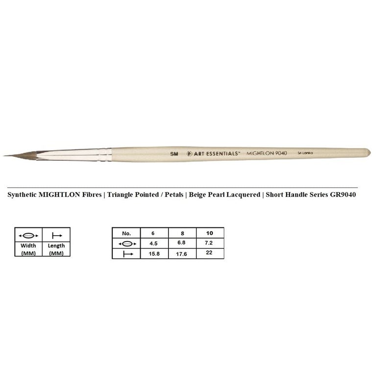 Art Essentials Art Essentials MIGHTLON Synthetic Hair Brush for Mixed Media Watercolour Acrylic Hobby Series 9040 Triangle PointedPetals Short Handle Size 10 MD with Great Colour Point Retention  - Image 3