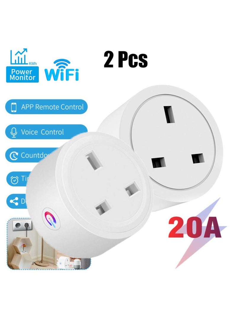 يان تي "قابس واي فاي 20 أمبير، مقابس ذكية مع برمجة توقيت، متوافق مع أليكسا وجوجل هوم، لون أبيض – 2 قطع" - Image 1