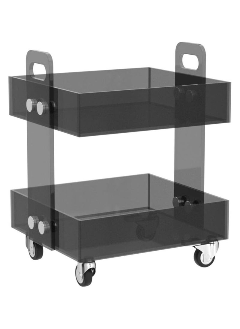 Generic Original Acrylic Side Table,Clear Table with Wheels,Rolling Storage cart,Acrylic Bedside Tables/Night Stand - 41×34×48H cm  - Image 2