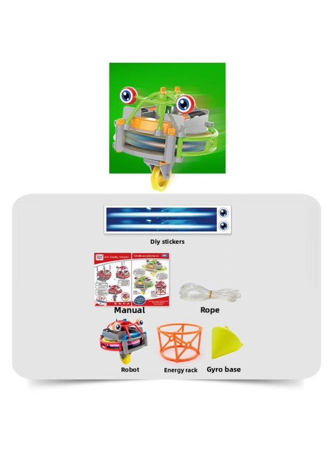 Black Technology Wire Walking Single Wheel Robot Self-balancing Tumbler Interesting Exotic Children's Creative Toys-Color:Steel Wire Wheelbarrow [Green]]  - Image 1