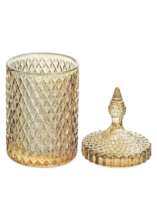 RockTrend Home Decorative Candy Jar Candy Dish Candy Buffet Storage Container Clear Crystal Diamond Faceted Jar with Crystal Lid-Large-16 OZ (Amber, 16 OZ)-Set of 2 - Image 2