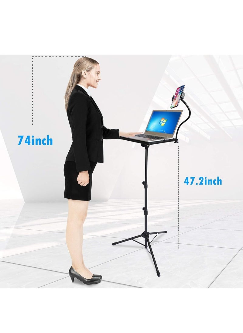 IAF Projector Laptop Tripod Stand - Computer, Tablet, DJ Equipment Holder Mount with Gooseneck Phone Holder Height Adjustable Up to 42 Inches w/ 15'' x 11'' Plate Size - Perfect for Stage - Image 5