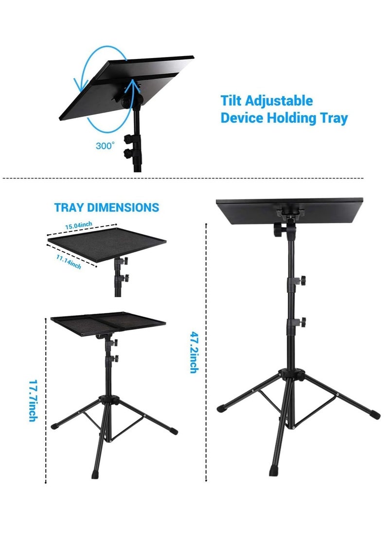 IAF Projector Laptop Tripod Stand - Computer, Tablet, DJ Equipment Holder Mount with Gooseneck Phone Holder Height Adjustable Up to 42 Inches w/ 15'' x 11'' Plate Size - Perfect for Stage - Image 2