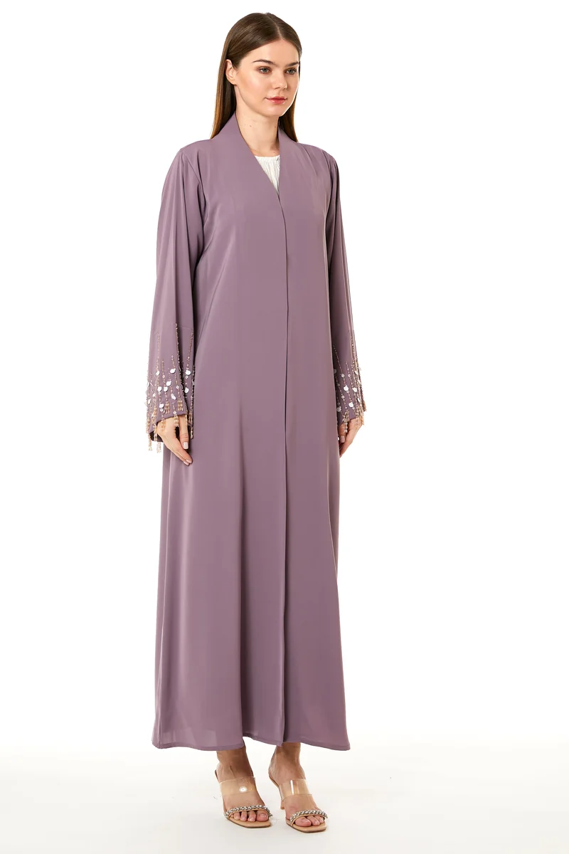 Moistreet Embellished Open Front Abaya