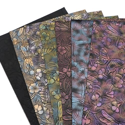 David accessories Flower Butterfly Bump Texture Faux Leather Sheet 7 Pcs 7.7" x 12.9" (20 cm x 33 cm) Assorted Colors for DIY Bags Wallet Glasses Cloth Craft Projects (A) - Image 5