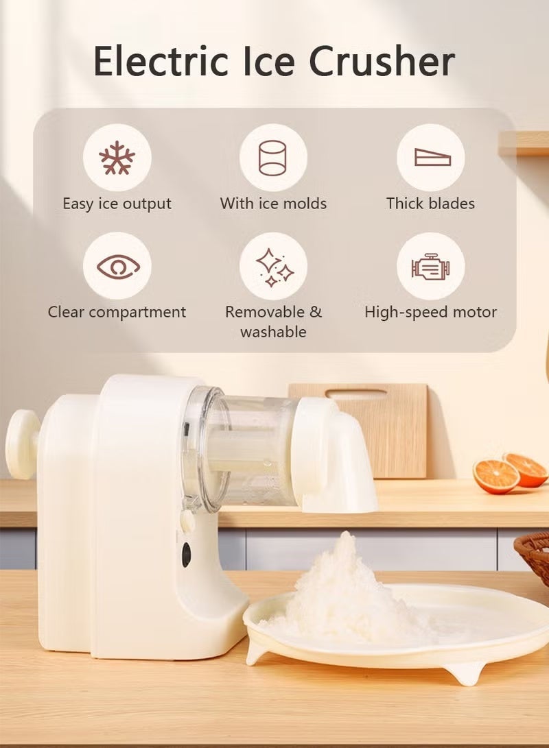 Rechargeable Electric Ice Crusher & Shaver for Home, Portable Cotton Ice Maker with 2 Ice Molds & a Large Smoothie Bowl - Image 3