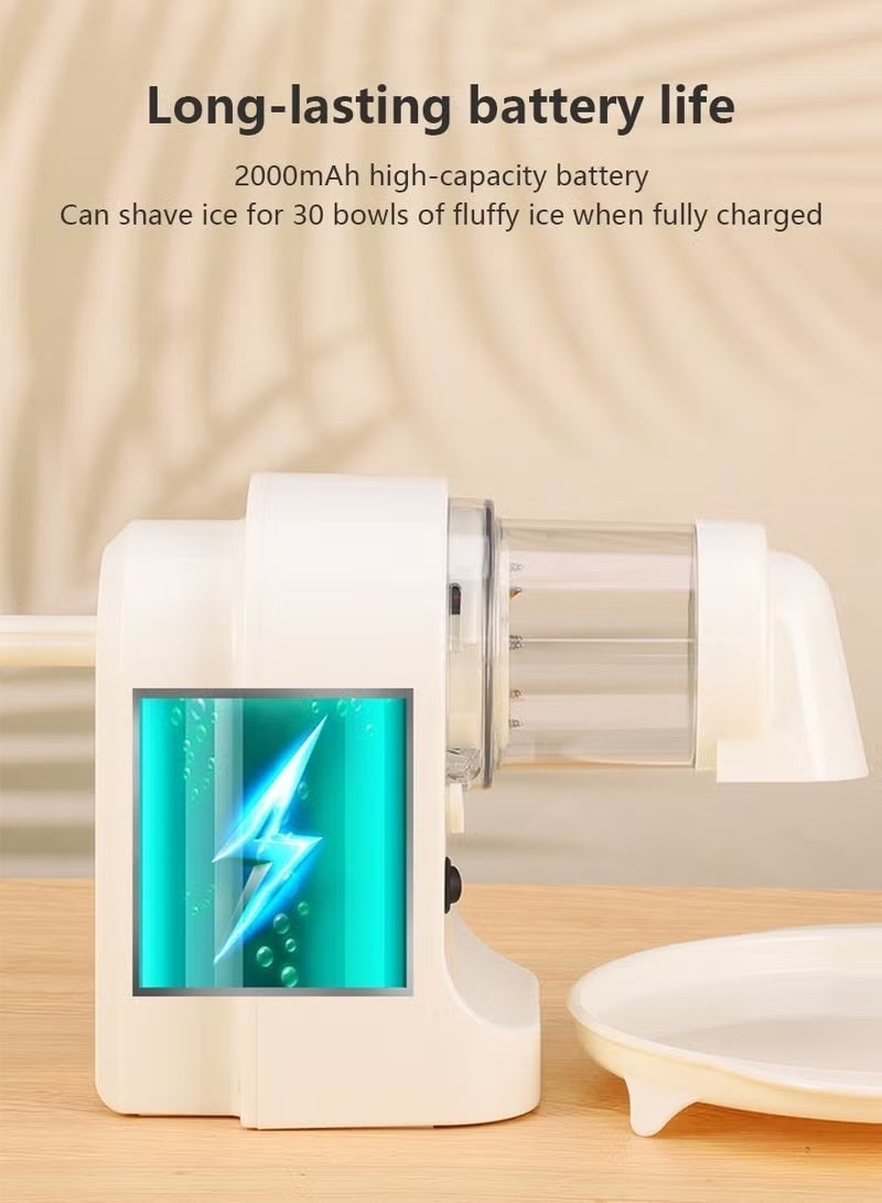 Rechargeable Electric Ice Crusher & Shaver for Home, Portable Cotton Ice Maker with 2 Ice Molds & a Large Smoothie Bowl - Image 5