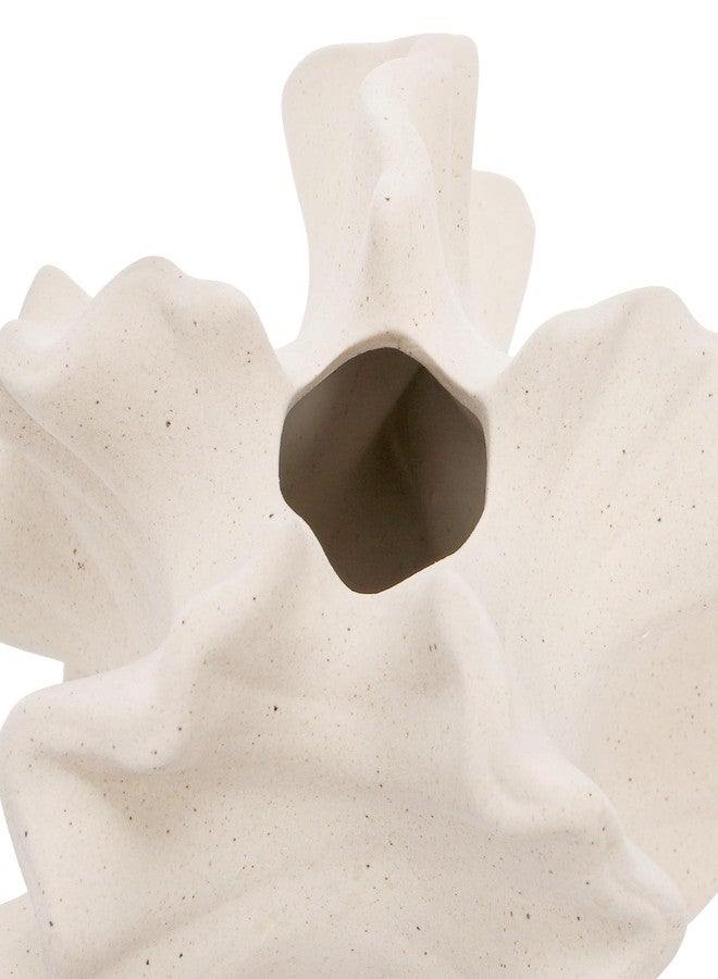 Cedilis Off White Ceramic Flower Vase, 6 Inch Decorative Aesthetic Pampas Grass Textured Vase for Table, Shelf, Mantel, Entryway, Modern Home Decor, Coral-Like - Image 4