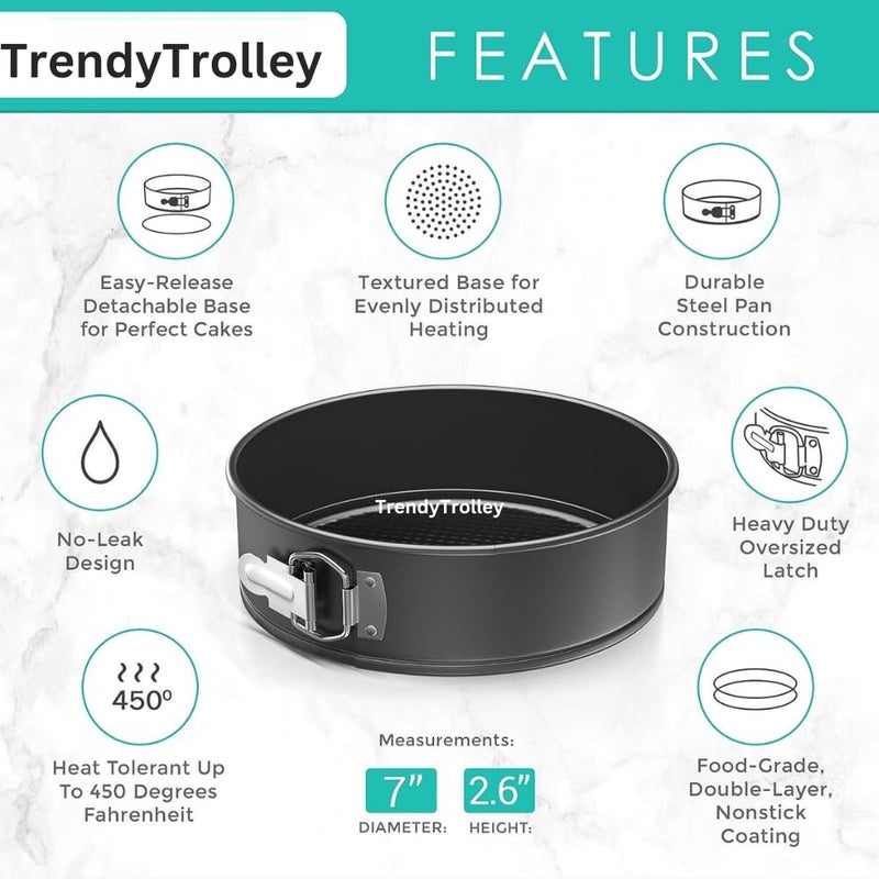 TrendyTrolley 3 Pc Cake Baking Combo 8 inch Round Cake Tin Muffin Cupcake Tray Bread Mould Carbon Steel Black - Image 3