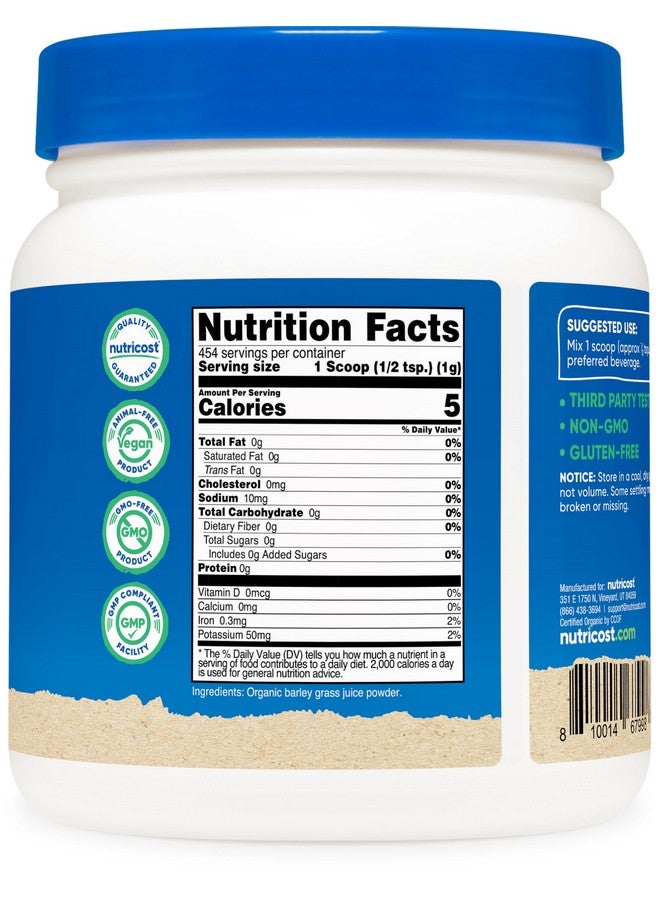 Nutricost Organic Barley Grass Juice Powder (1 LB) (Unflavored) - Image 4