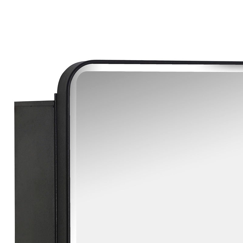 IDYLLOR Black Bathroom Mirror Medicine Cabinet with Round Corner Framed Door and Beveled Edge Mirror 15 x 25 inch, Recessed or Surface Mount, with Adjustable Glass Shelves - Image 4